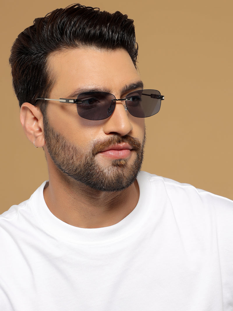 Sheer | Blue Rimless Sunglasses |Silver Frame - MG7378