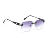 Rimless Sunglasses for Men & Women (Grey & Clear Lens | Black Frame - MG7312)