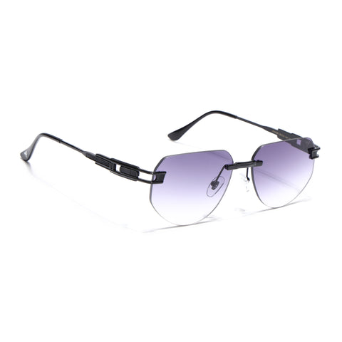Rimless Sunglasses for Men & Women (Grey & Clear Lens | Black Frame - MG7312)