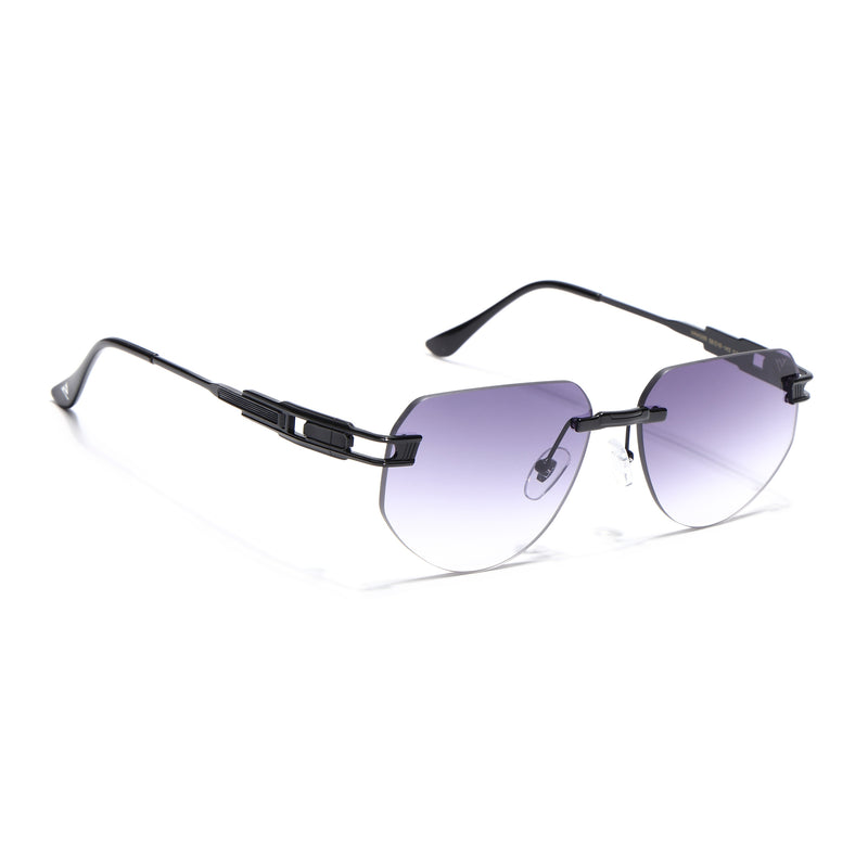 Rimless Sunglasses for Men & Women (Grey & Clear Lens | Black Frame - MG7312)