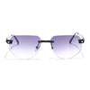Rimless Sunglasses for Men & Women (Grey & Clear Lens | Black Frame - MG7312)