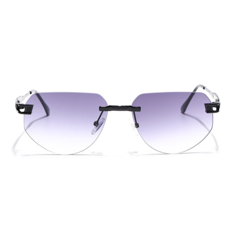 Rimless Sunglasses for Men & Women (Grey & Clear Lens | Black Frame - MG7312)