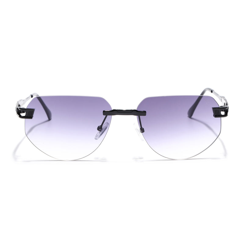 Rimless Sunglasses for Men & Women (Grey & Clear Lens | Black Frame - MG7312)