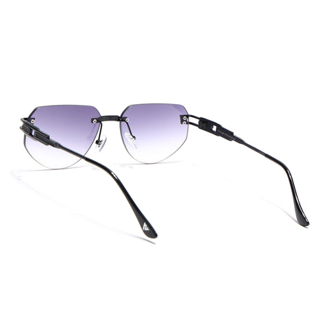 Rimless Sunglasses for Men & Women (Grey & Clear Lens | Black Frame - MG7312)