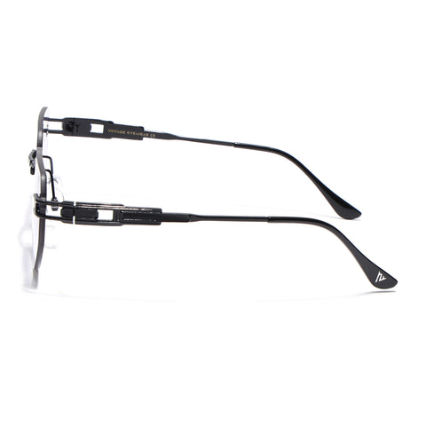 Rimless Sunglasses for Men & Women (Grey & Clear Lens | Black Frame - MG7312)