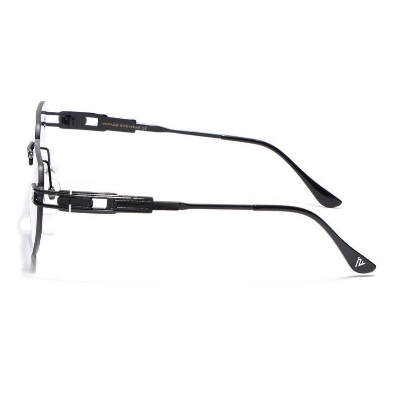 Rimless Sunglasses for Men & Women (Grey & Clear Lens | Black Frame - MG7312)