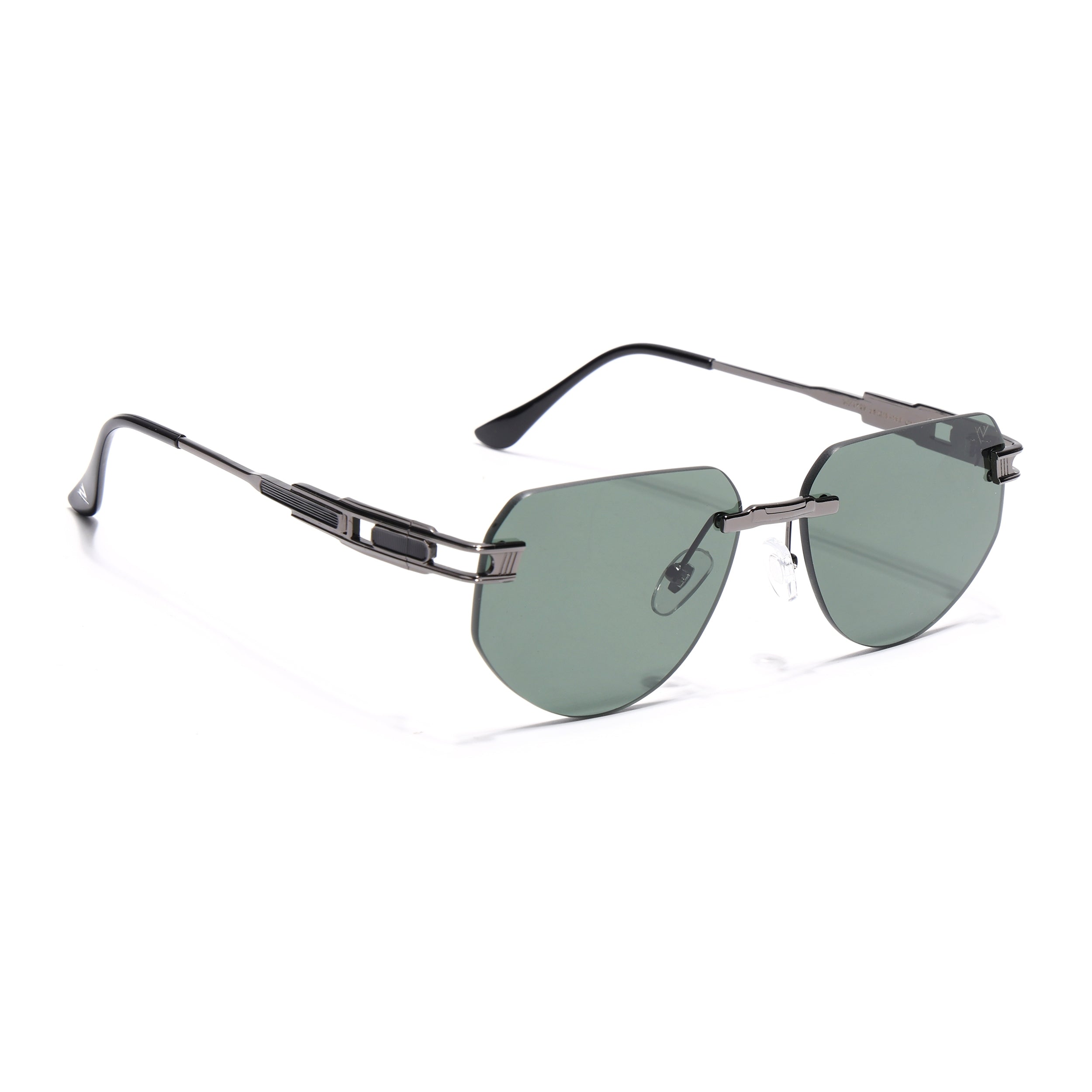 Rimless Sunglasses for Men & Women (Green Lens | Grey Frame - MG7314)