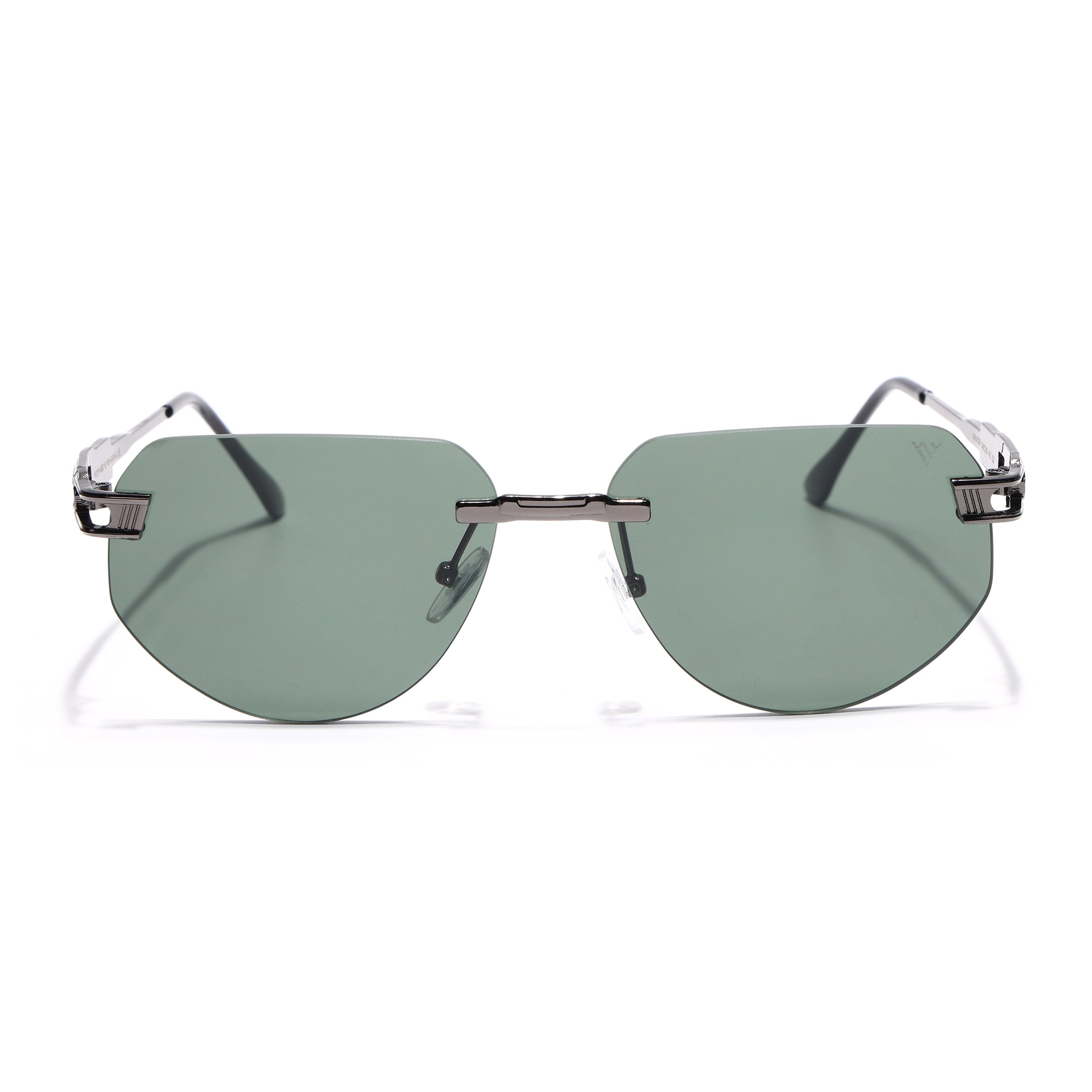 Rimless Sunglasses for Men & Women (Green Lens | Grey Frame - MG7314)