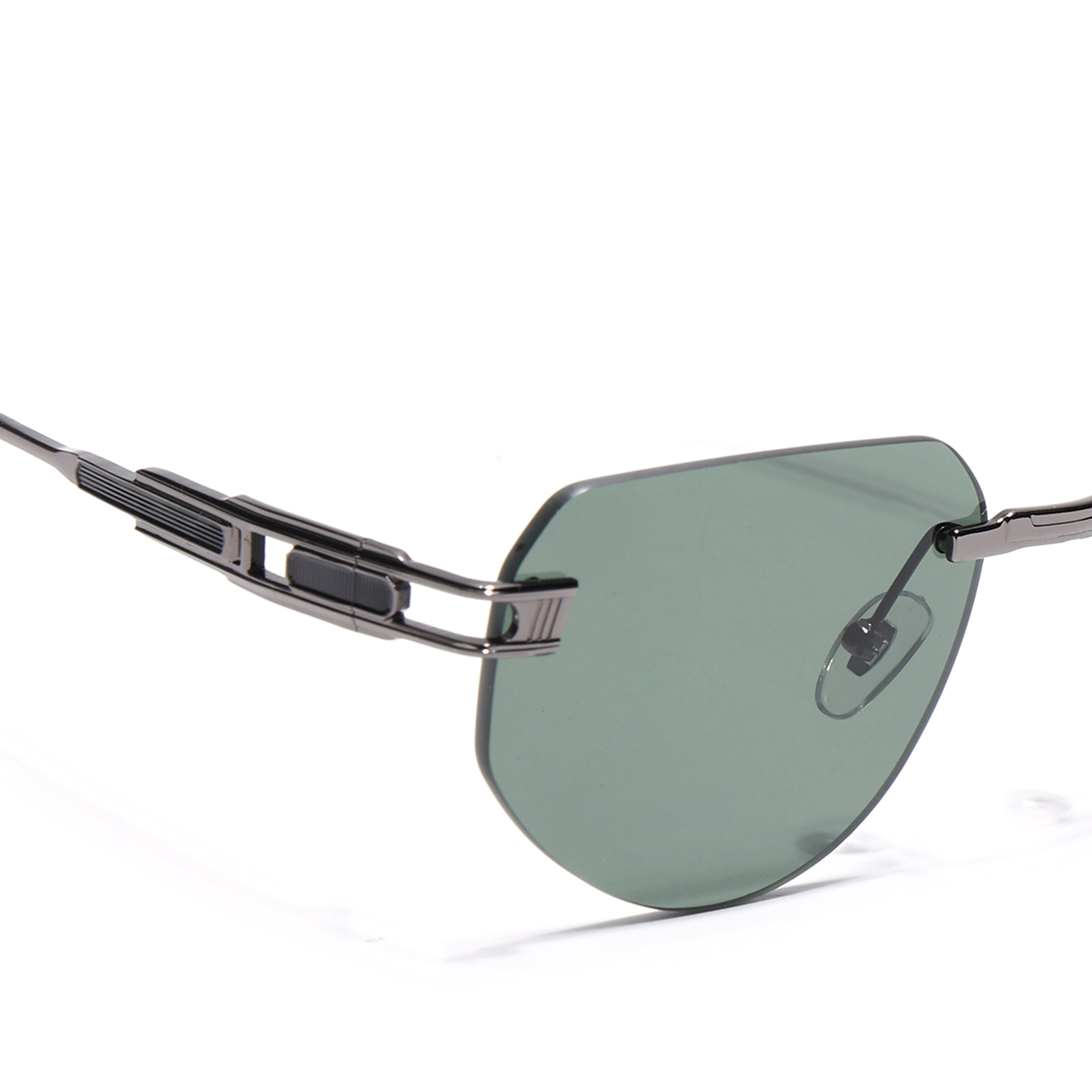Rimless Sunglasses for Men & Women (Green Lens | Grey Frame - MG7314)