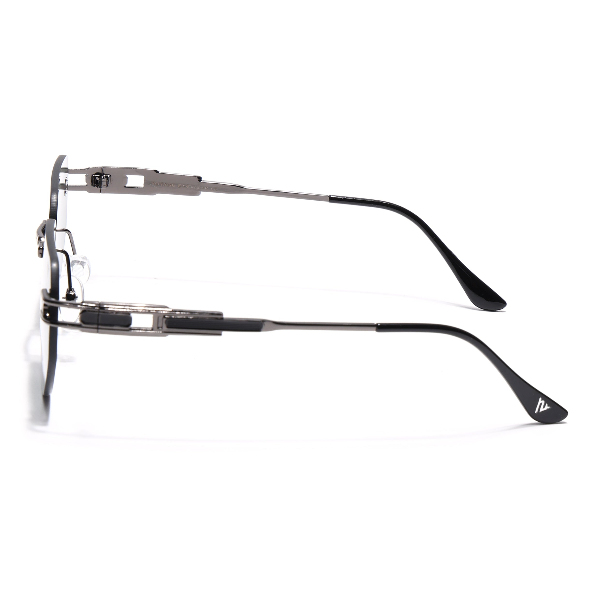 Rimless Sunglasses for Men & Women (Green Lens | Grey Frame - MG7314)