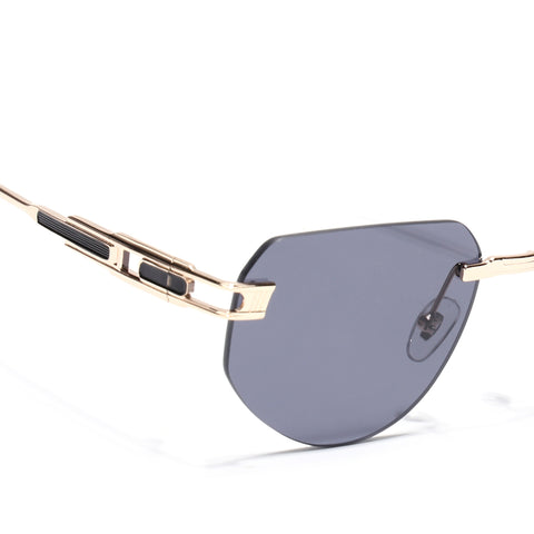 Rimless Sunglasses for Men & Women (Black Lens | Golden Frame - MG7315)