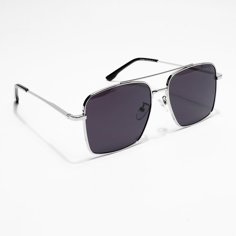 Ebon | Aviator Sunglasses (Black Lens | Silver Frame - MG5179)
