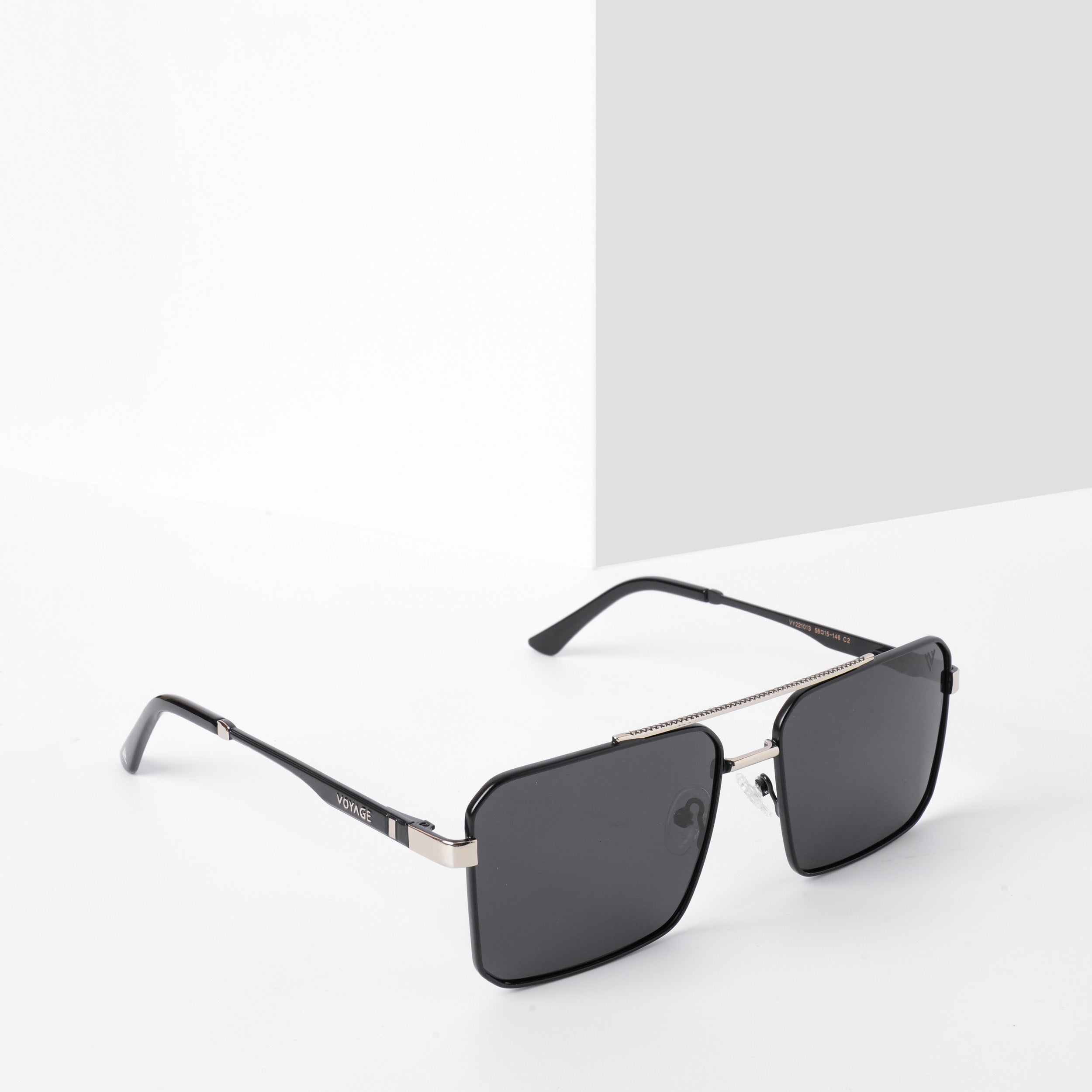 Voyage Exclusive Wayfarer Polarized Sunglasses for Men & Women (Black Lens | Black & Silver Frame - PMG5310)