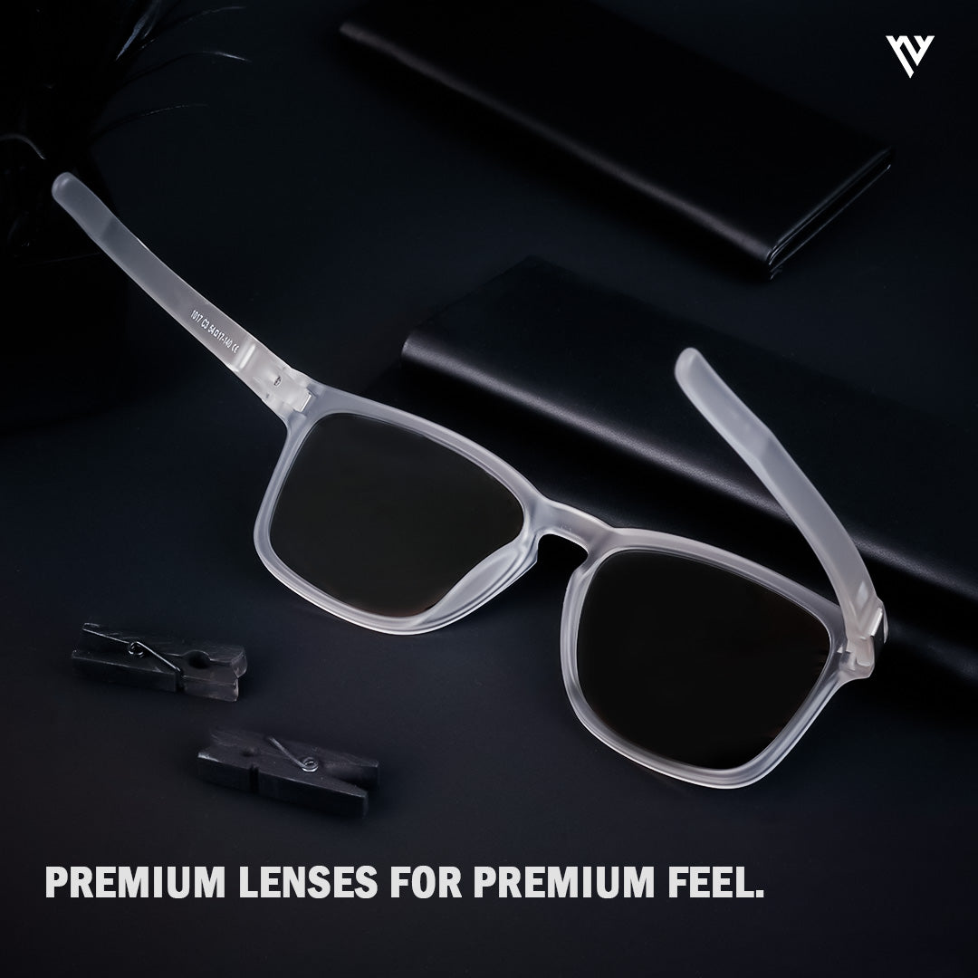 Aegis | Black & Transparent Polarized Wayfarer Sunglasses - PMG3975
