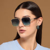 Wayfarer Sunglasses (Grey & Blue Lens | Golden Frame - MG5993)