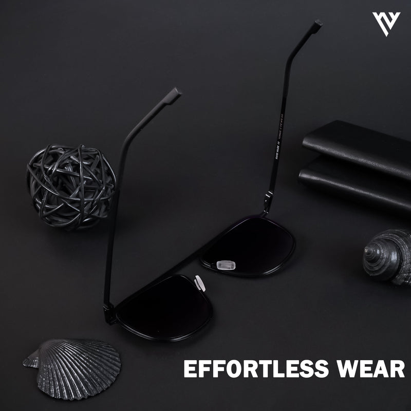 Black & Silver Polarized Wayfarer Sunglasses - PMG4288