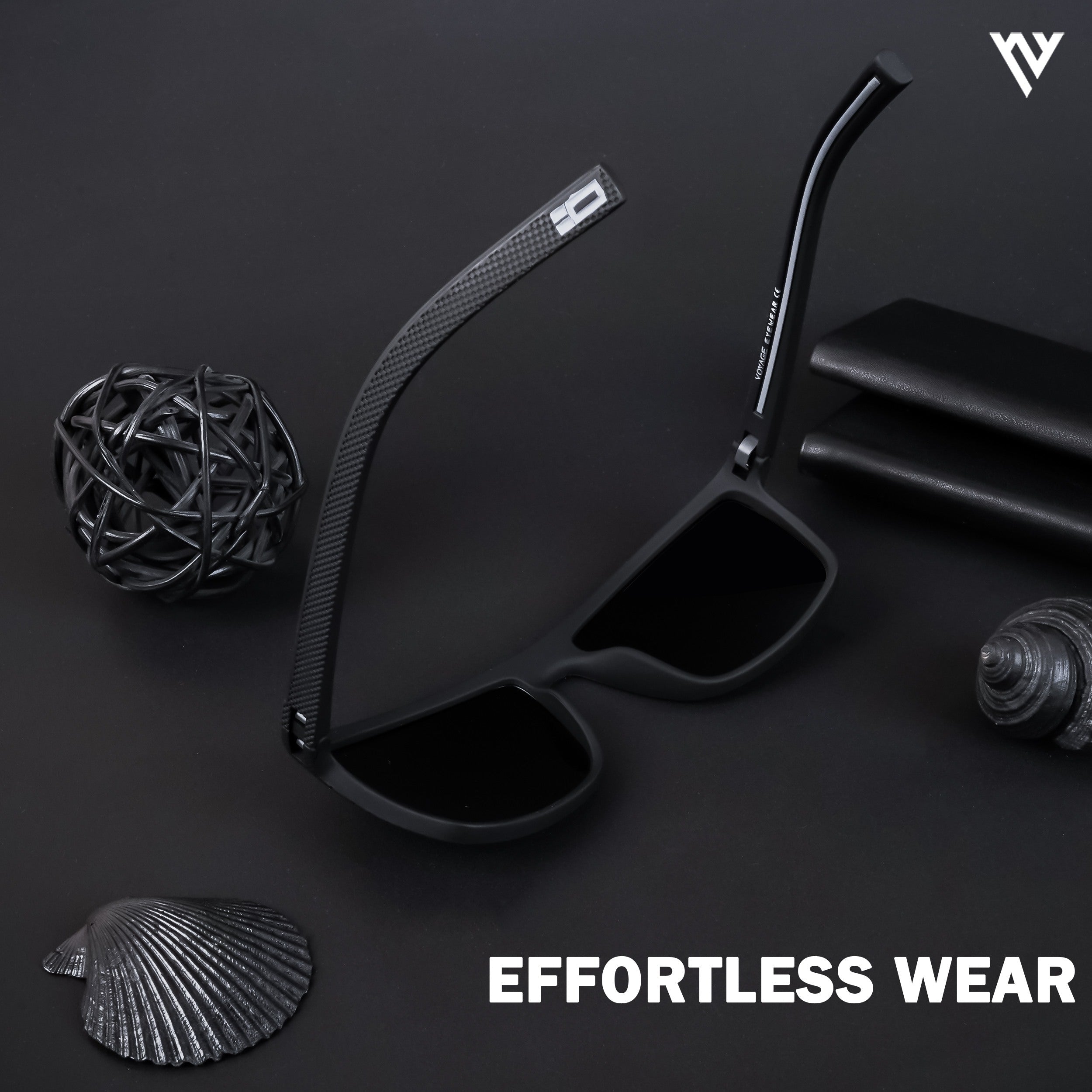 Voyage Exclusive Black Polarized Wayfarer Sunglasses for Men & Women (78030PMG4295)