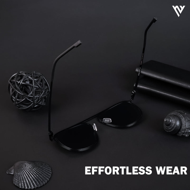 Black & Silver Polarized Wayfarer Sunglasses - PMG4287