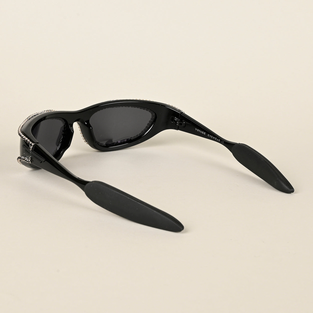 Voyage Black Wrap-Around Polarized Sunglasses for Men & Women (5012PMG4364)