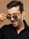 JetSet | Golden Rectangle Sunglasses for Men & Women | Black Lens  - MG6840