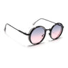 Round Sunglasses for Men & Women (Grey & Pink Lens | Black & Transparent Frame - MG7117)