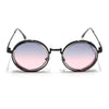 Round Sunglasses for Men & Women (Grey & Pink Lens | Black & Transparent Frame - MG7117)
