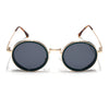 Round Sunglasses for Men & Women (Black Lens | Golden & Green Frame - MG7119)
