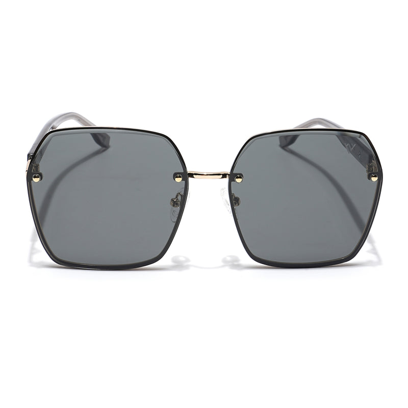 Voyage Select Over Size Sunglasses for Women (Black Lens | Golden Frame - SLMG6227)
