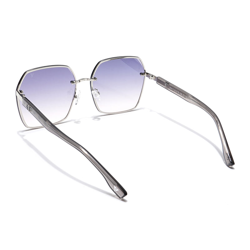 Voyage Select Over Size Sunglasses for Women (Grey & Clear Lens | Silver Frame - SLMG6228)