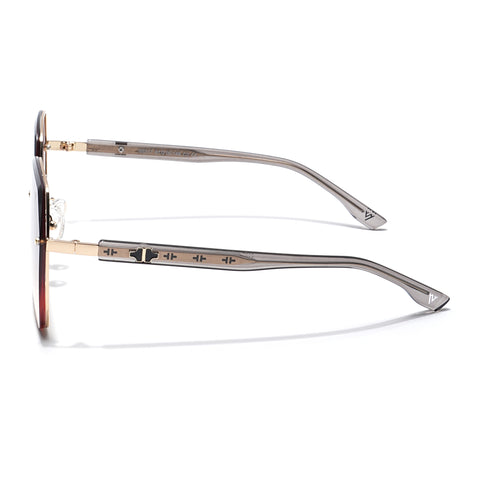 Voyage Select Over Size Sunglasses for Women (Grey & Light Brown Lens | Golden Frame - SLMG6229)