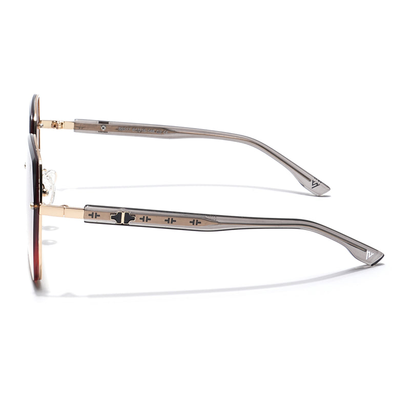 Voyage Select Over Size Sunglasses for Women (Grey & Light Brown Lens | Golden Frame - SLMG6229)