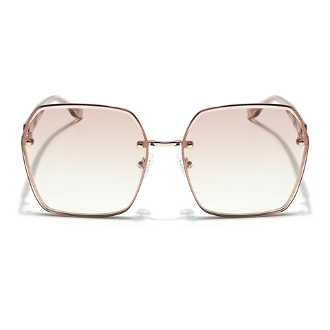 Voyage Select Over Size Sunglasses for Women (Brown & Clear Lens | Golden Frame - SLMG6230)
