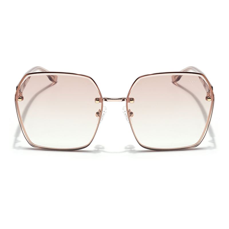 Voyage Select Over Size Sunglasses for Women (Brown & Clear Lens | Golden Frame - SLMG6230)