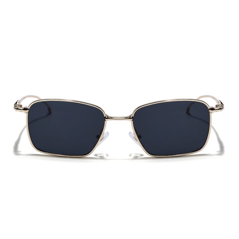 Rectangle Sunglasses for Men & Women (Black Lens | Golden Frame - MG7817)
