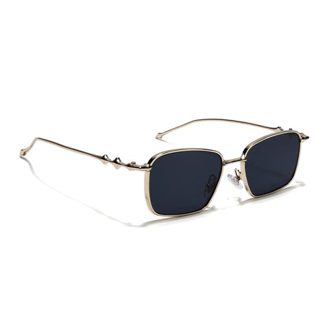 Rectangle Sunglasses for Men & Women (Black Lens | Golden Frame - MG7817)