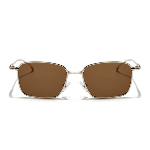Rectangle Sunglasses for Men & Women (Brown Lens | Golden Frame - MG7818)