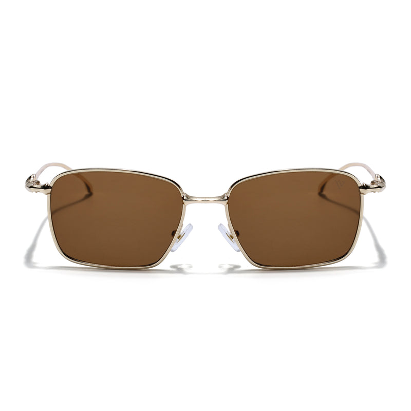 Rectangle Sunglasses for Men & Women (Brown Lens | Golden Frame - MG7818)