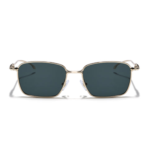 Rectangle Sunglasses for Men & Women (Green Lens | Golden Frame - MG7819)