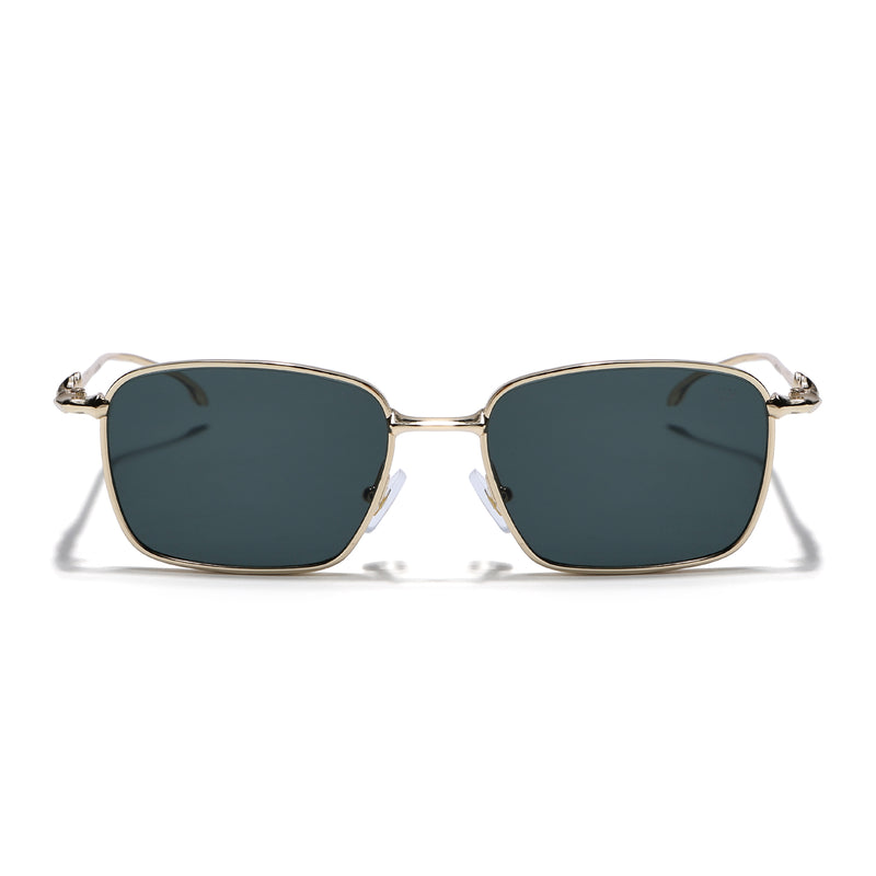 Rectangle Sunglasses for Men & Women (Green Lens | Golden Frame - MG7819)