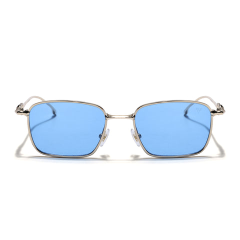 Rectangle Sunglasses for Men & Women (Blue Lens | Golden Frame - MG7820)