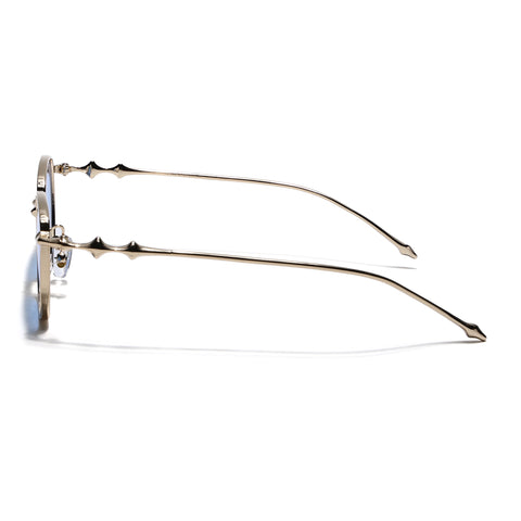 Rectangle Sunglasses for Men & Women (Blue Lens | Golden Frame - MG7820)