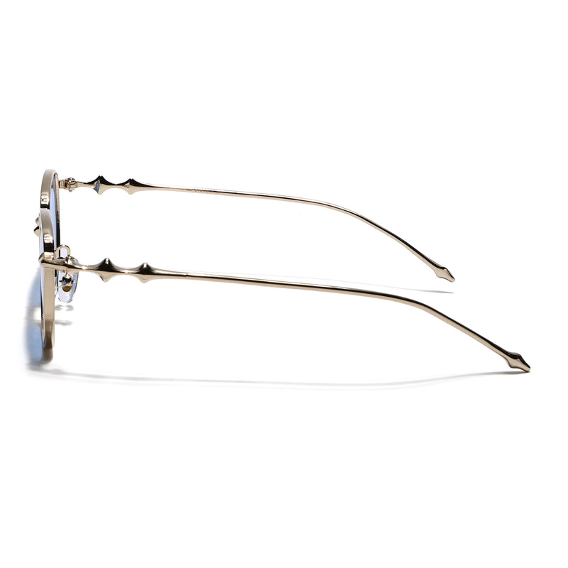 Rectangle Sunglasses for Men & Women (Blue Lens | Golden Frame - MG7820)