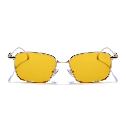 Rectangle Sunglasses for Men & Women (Yellow Lens | Golden Frame - MG7821)