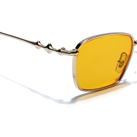 Rectangle Sunglasses for Men & Women (Yellow Lens | Golden Frame - MG7821)