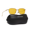 Rectangle Sunglasses for Men & Women (Yellow Lens | Golden Frame - MG7821)