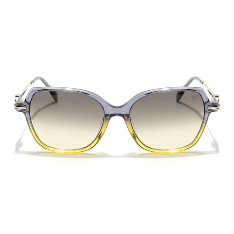 Voyage Select Square Sunglasses (Grey & Clear Lens | Grey & Yellow Frame - SLMG6111)