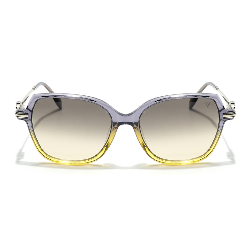 Voyage Select Square Sunglasses (Grey & Clear Lens | Grey & Yellow Frame - SLMG6111)