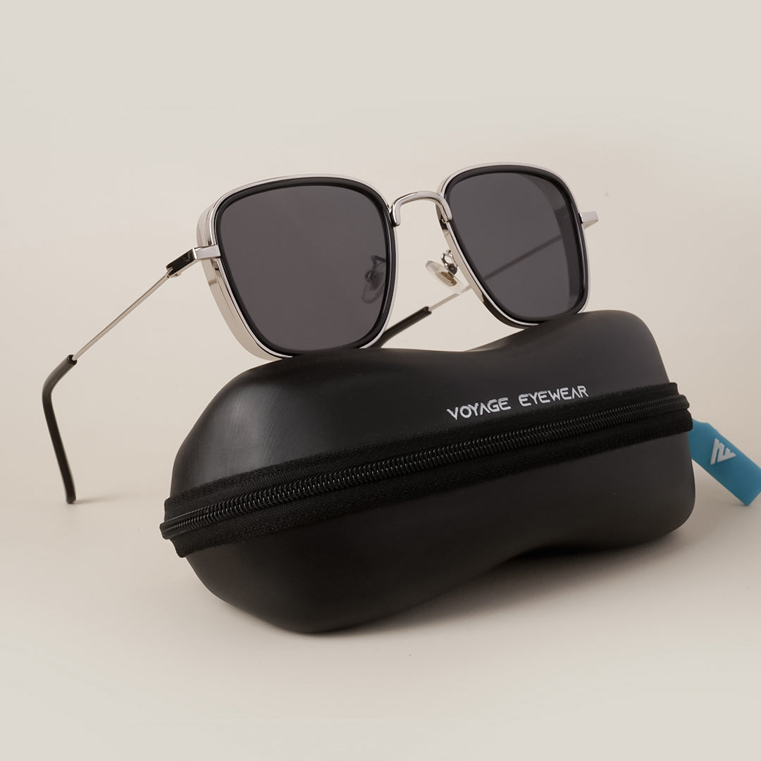 Voyage Black-Silver Retro Square Sunglasses - MG2970