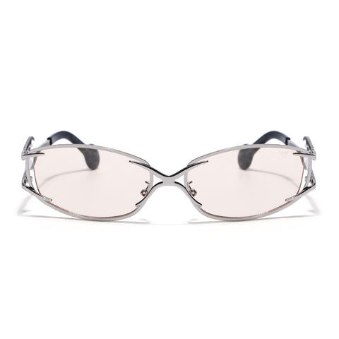 Flammo | Light Brown Rectangle Sunglasses | Silver Frame - MG8560