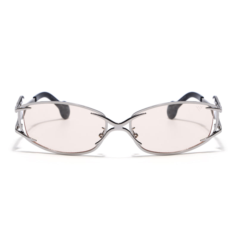 Flammo | Light Brown Rectangle Sunglasses | Silver Frame - MG8560